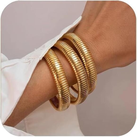 Gold Bracelets for Women, Gold Bangles for Women Chunky Bangle Bracelets - Picture 7 of 7